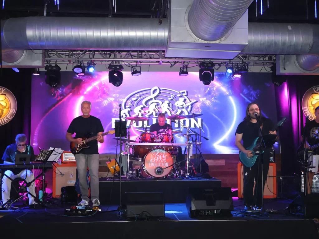 The band Evolution performing at Rock the Relief