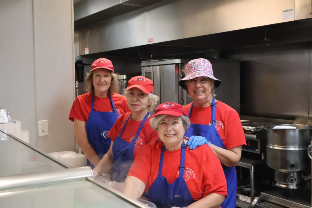 Volunteer at the pantry client check-in desk
